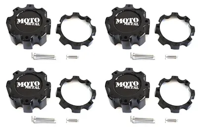 4x Moto Metal MO909 MO957 MO959 Wheel Rim Center Caps Black 8 Lug With 1  Spacer • $144