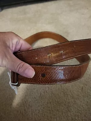 TONY LAMA Genuine Label Aligator Lizard - Stitched Brown Leather Belt • $25