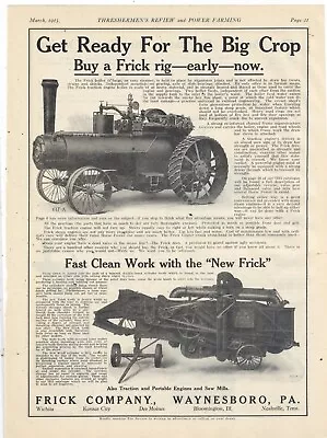1915 Frick Co. Ad: Eclipse Steam Tractor Traction Engine Thresher - Waynesboro • $29.88