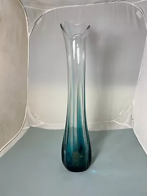 Rare HTF Viking Swung Glass Flamenco Vase 23.5” Bluenique Blue New Martinsville  • $4900