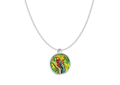 Macaw Parrot Code26 DOME 18  On A Platinum Plated Necklace Jewellery Gift • $11.87