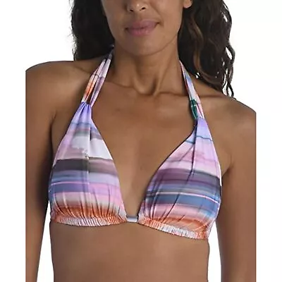 La Blanca Rouched Halter Bikini Swimsuit Top Multi/Ocean Tides 6 • $16.79