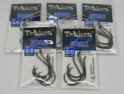 Tekken Circle Hooks X5 Packs Size #8/0 Chemically Sharpened Fishing Hooks • $24.95