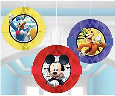 Disney Mickey On The Go Honeycomb Ball Decorations Birthday Party Supplies 3pc. • $8.99