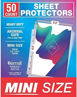 Mini Sheet Protectors 50 Pack 5.5 X 8.5 Inch Page Protectors For Mini 3 Ring Bi • $14.99