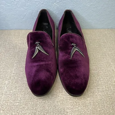 Amali Velvet Smoking Slippers Formal Men 10.5 Tuxedo Shoe Loafer Burgundy Prom • $32