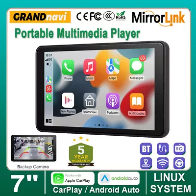 7” Portable Multimedia Car Radio Stereo Wireless Carplay Android Auto MP5 Player • $87.39