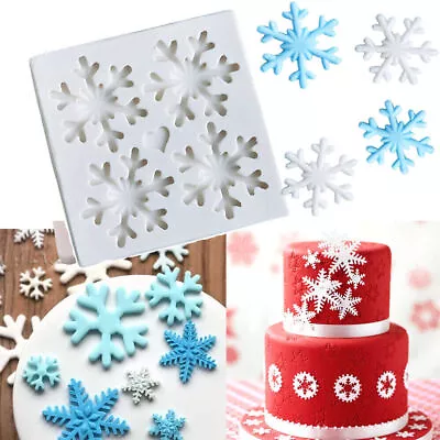 Snowflake Fondant Mould Silicone Cake Chocolate Mold Baking Ice Cube Tray Decor  • £2.99