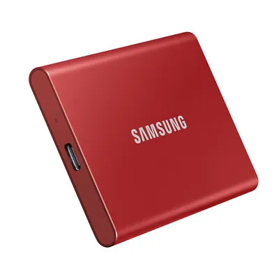 $299 • Buy Samsung 2TB Portable SSD T7 USB3.2Metallic Red MU-PC2T0R