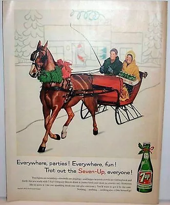 7UP Christmas Sleigh Ad From Life Magazine 1960 Dec 12 7up • $5.99