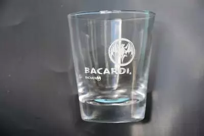 Collectable BACARDI RUM GLASS 1 ONLY. RARE.  With WHITE BAT LOGO PRINT • $8.49