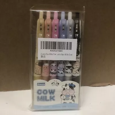 Cute Milky Cow Pens Retractable Gel Pens Black Gel Ink Pens 0.5mm Bullet Poi • $9.49