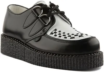 Underground Wulfrun Unisex Leather Creeper Shoes In White Black Size UK 3 - 12 • £154.99