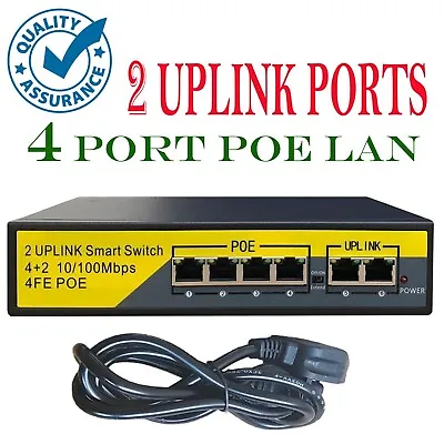 4 CH Port POE Network Ethernet Switch HUB For IP Cameras Power Over Ethernet NVR • £24.90