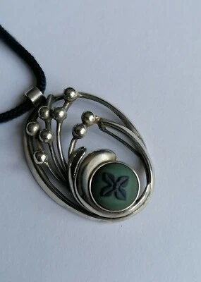 £34.99 • Buy 925 Sterling Silver Wedgewood Teal And  Navy Blue Jasperware Necklace