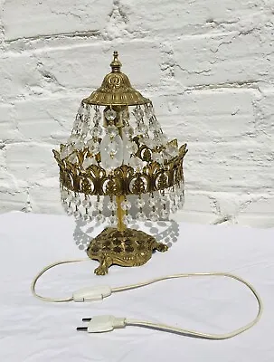 13.5 Antique French Empire Chandelier Boudoir Table Lamp Crystal Bronze 2-Lights • $299