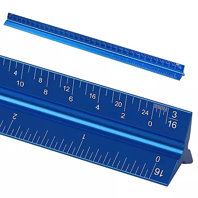 Architectural Scale Ruler 12  Aluminum Architect Triangular Blue Students New • $10.05