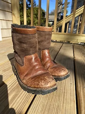 UGG Australia Beacon 5485 Sheepskin-Lined Brown Leather Boots Men's Sz 8 • $19.99