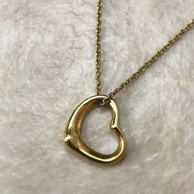 Tiffany & Co. Open Heart Necklace K18 Yellow Gold Elsa Peretti 750 • $380