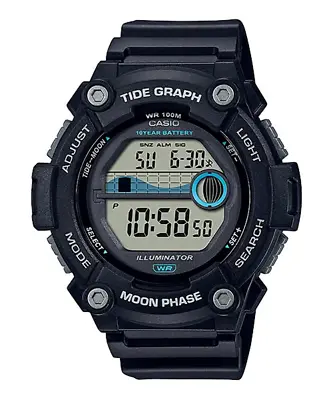 Casio WS-1300H-1AVDF Digital Moon Data Tide Graph Black Resin Band 10 ATM Watch • $59