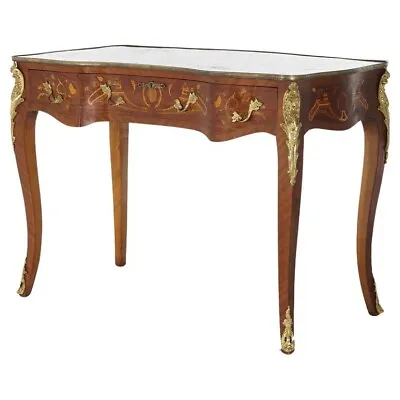 French Louis XIV Kingwood Mahogany Ormolu & Satinwood Bureau Plat Desk 20th C • $1960