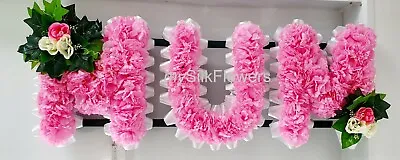 MUM Artificial Silk Funeral Flowers Any 3 Letter Name Tribute Wreath NANNY MAM • £44.99