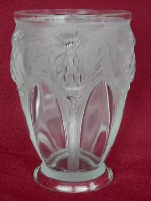 French Verlys Glass 9 3/4  Tall Thistle Vase With Molded Signature Mint! Bin! • $289.95