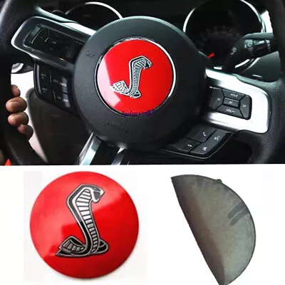 3.35'' RED SHELBY Cobra Round Steering Wheel Center Emblem Sticker For Mustang • $13.60