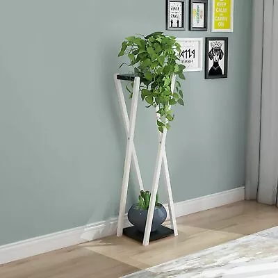 80cm Metal Plant Pot Rack Tall Floor Stand Holder Freestanding Flower Display • £25.99