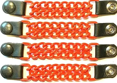 4 Glossy Orange Powder Coated Double Chain Motorcycle Vest Extenders Made In Usa • $23.99