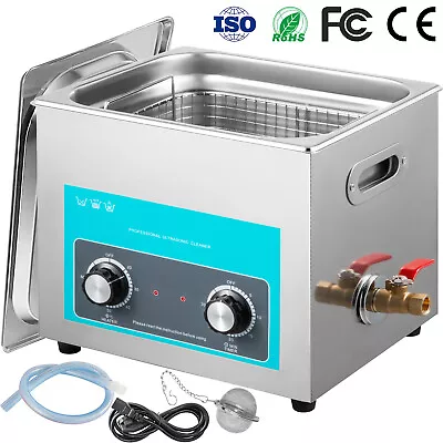 10-L Knob Control Ultrasonic Cleaner With Heater Timer Dentures Solution Handle • $124.99