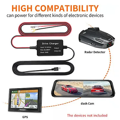 For Car DVR Mini Micro USB Charge Hard Wire Cable Fuse Dash Camera Hardwire Kit • $15.63