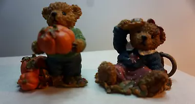 THANK YOU BEARS Figurine Fall KK Home Interiors & Gifts 1999; Pumpkin • $10