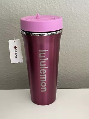 Lululemon Back To Life Tumbler 24oz Water Bottle Straw Flip Top Dahlia Mauve • $30