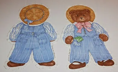 Vintage Cut Fabric Panel Teddy Bear With Sun Bonnet • $2.99