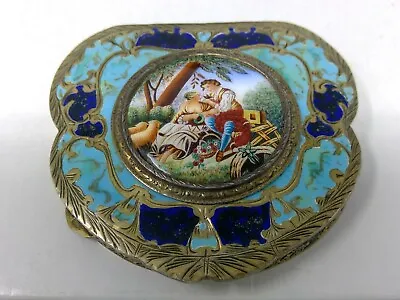 Vintage Italy Italian 800 Silver Enameled Compact With Mirror • $329.99