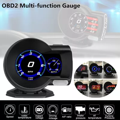 Car OBD2 Multi-function Gauge Head-Up Digital Display Speed RPM Turbine Pressure • $80.59