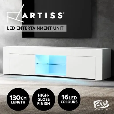 $115.95 • Buy Artiss TV Cabinet Entertainment Unit Stand RGB LED Gloss Furniture 130cm White