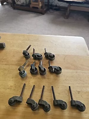 12 Pc LOT Of Metal Furniture Casters Rollers  Antique Mixed. 5-5/8  7- 3/4  • $20