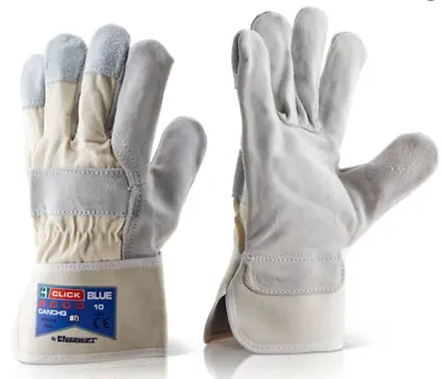 Canadian Chrome Leather Heavy Duty Quality Rigger Work Safety Gloves Gardening • £3.95