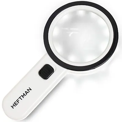 HEFTMAN Magnifying Glass 30X Large 12 LED Light Handheld Reading Magnifier • £10.99