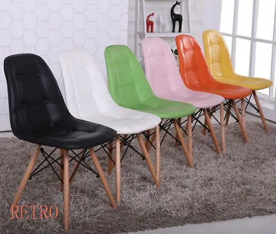 £34 • Buy Eiffel Dining Chairs Wooden Legs Home Kitchen Lounge Office Retro
