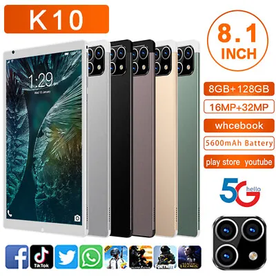 $68.09 • Buy 8G+128G K10 8.1'' HD 5G Smart Tablet PC Android 11.0 System With 3 Hole Camera+