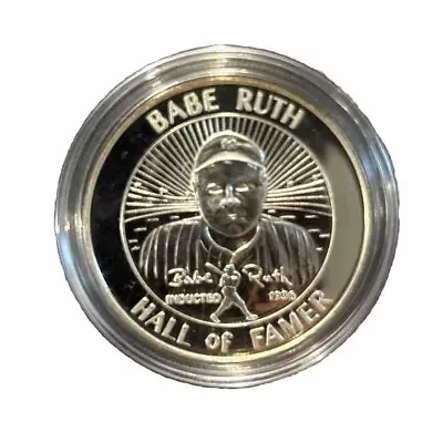 Rare Babe Ruth 1936 Hall Of Famer .999 Silver  Minted Baseball Top Collectables • $1149