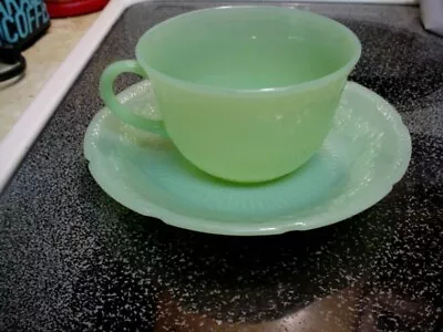 Vintage Alice Jadeite Fire King Cup And Saucer • $25