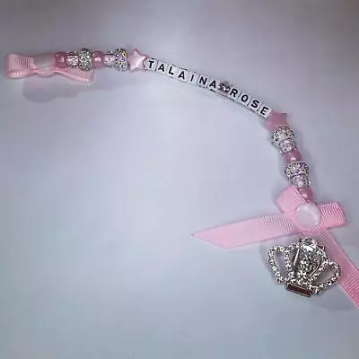 Baby Girls Pink Dummy Clip Romany Gypsy Bling Designer • £1.50