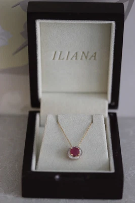 £375 • Buy Iliana 18ct Gold Ruby And Diamond Necklace And Pendant