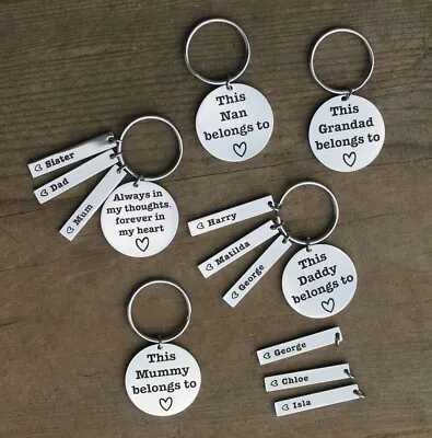 £2.99 • Buy Personalised Gift Keyring TAGS: Names And Family Relations - SILVER COLOURED