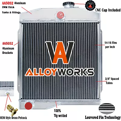 4-Row Aluminum Radiator For 1955 Jeep Willys 1959-71 Jeep CJ3 CJ5 CJ6 2.2L 3.7L • $199