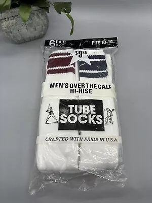 Vintage Men’s Over The Calf Hi-Rise Tube Socks (6 Pr) NOS Sz 10-14 • $68.51